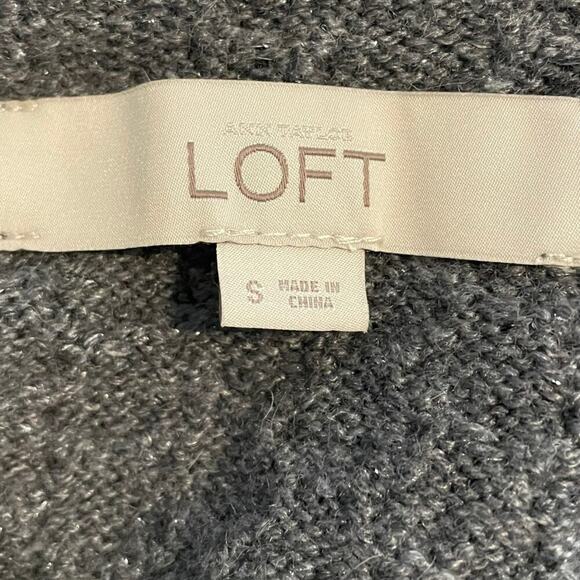 Loft Gray Metallic Rayon Wool Rabbit Hair Knit Sweater Size S - Picture 5 of 8